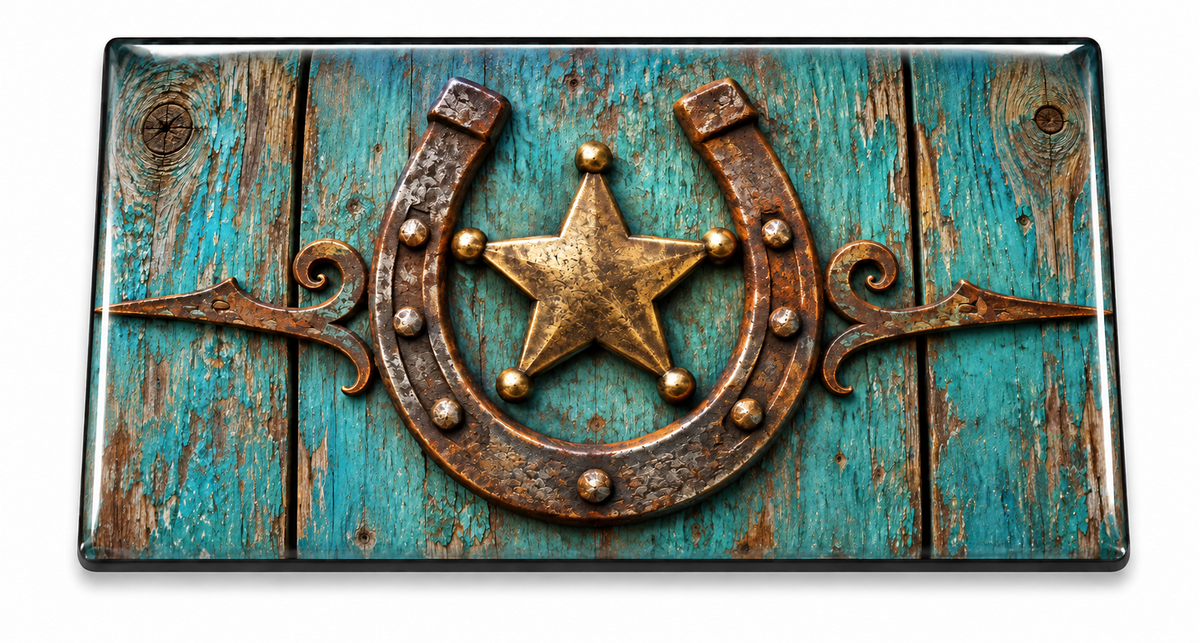 Horseshoe and Sheriff Star Domed Insert — domed product image
