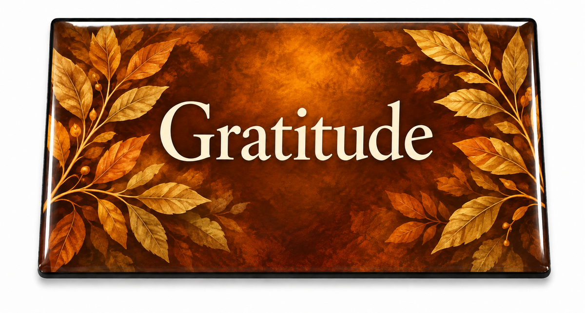 Gratitude Domed Insert with a glossy clear domed finish