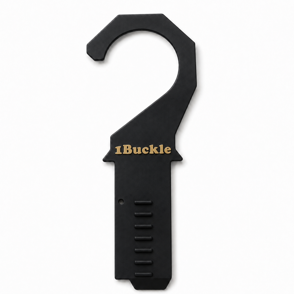 Black 1Buckle belt hanger with gold 1Buckle logo