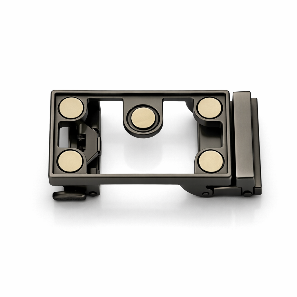 Pewter buckle with five magnets that hold decorative inserts