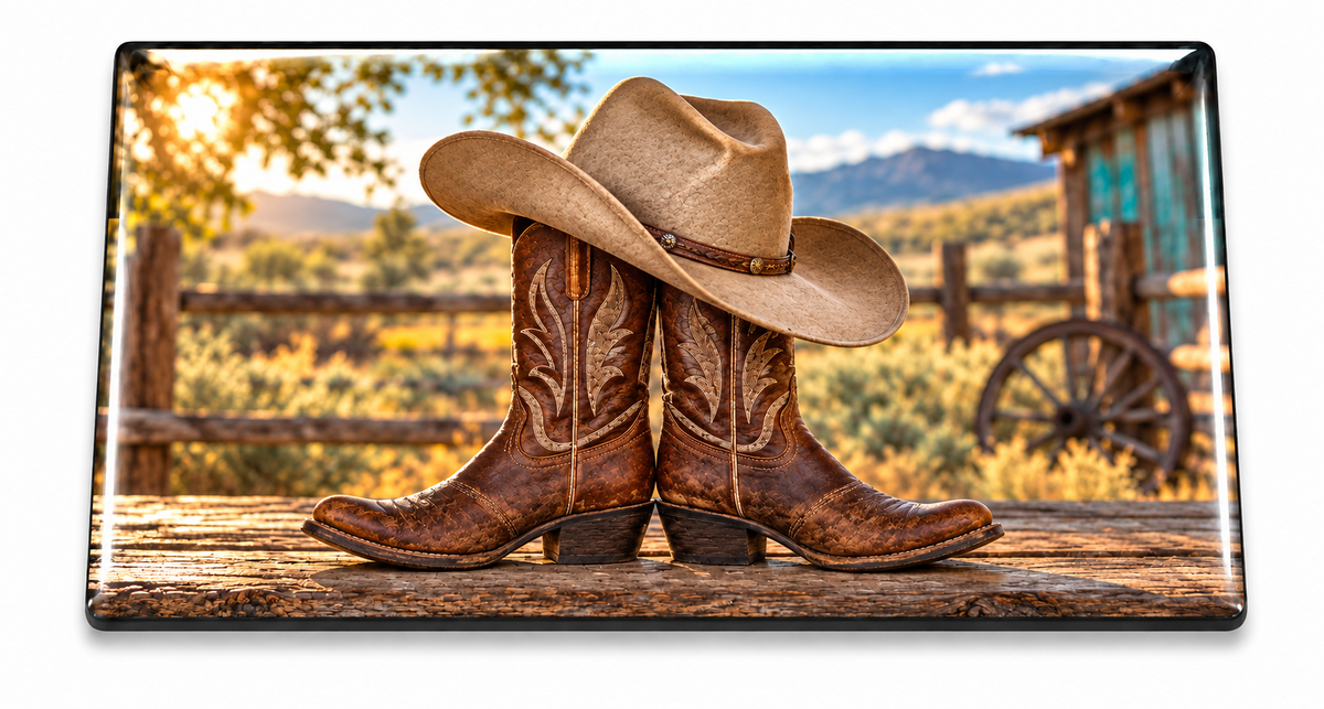 Cowboy Hat and Boots Domed Insert — domed product image
