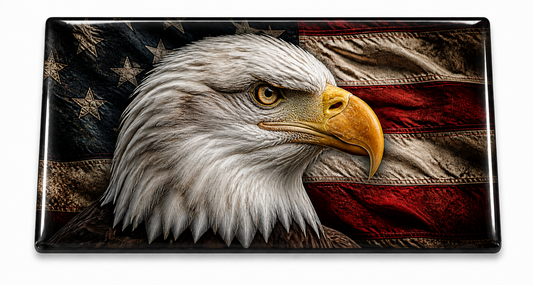 Bald eagle with distressed American flag domed belt insert