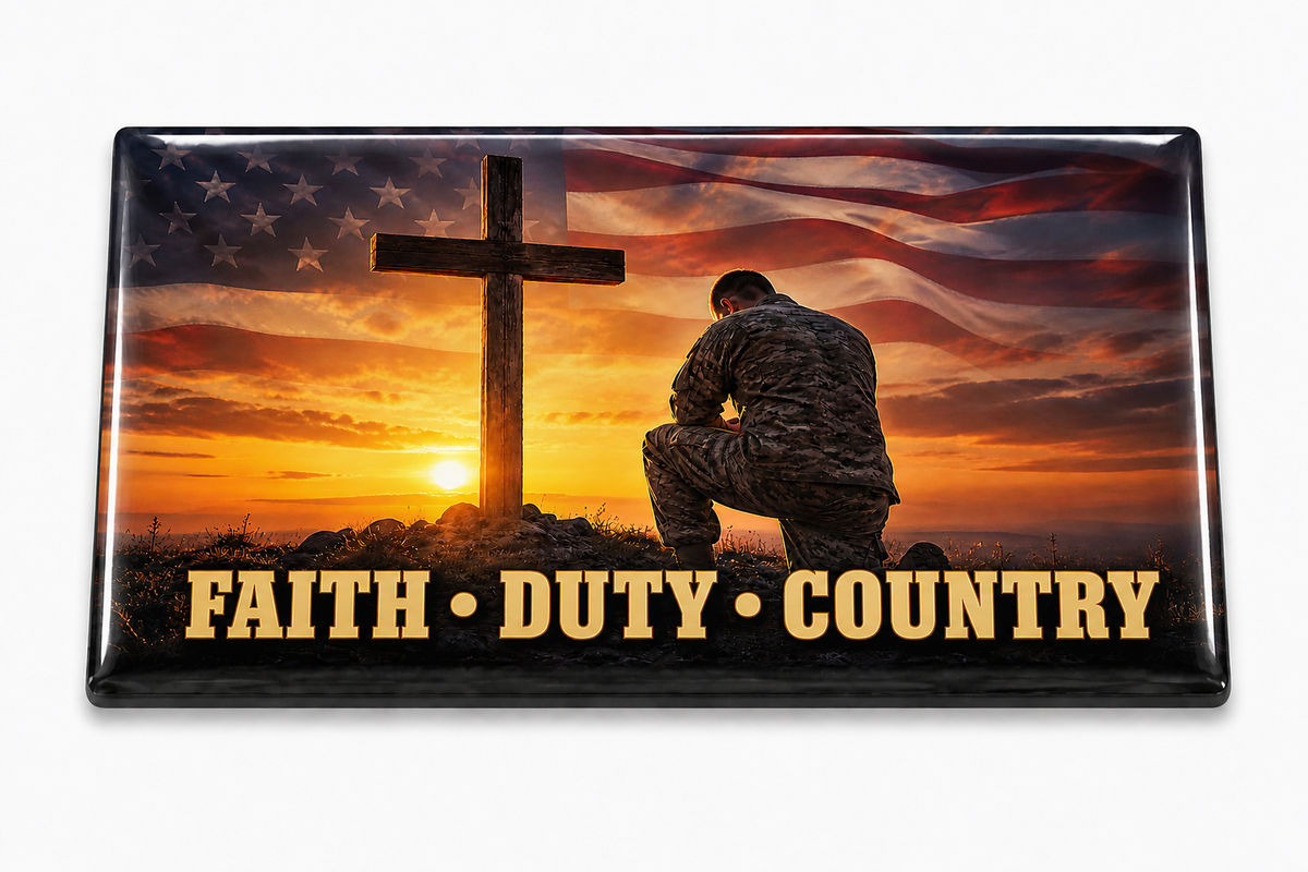 Faith Duty Country military and patriotic domed belt insert