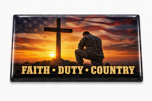 Faith Duty Country military and patriotic domed belt insert