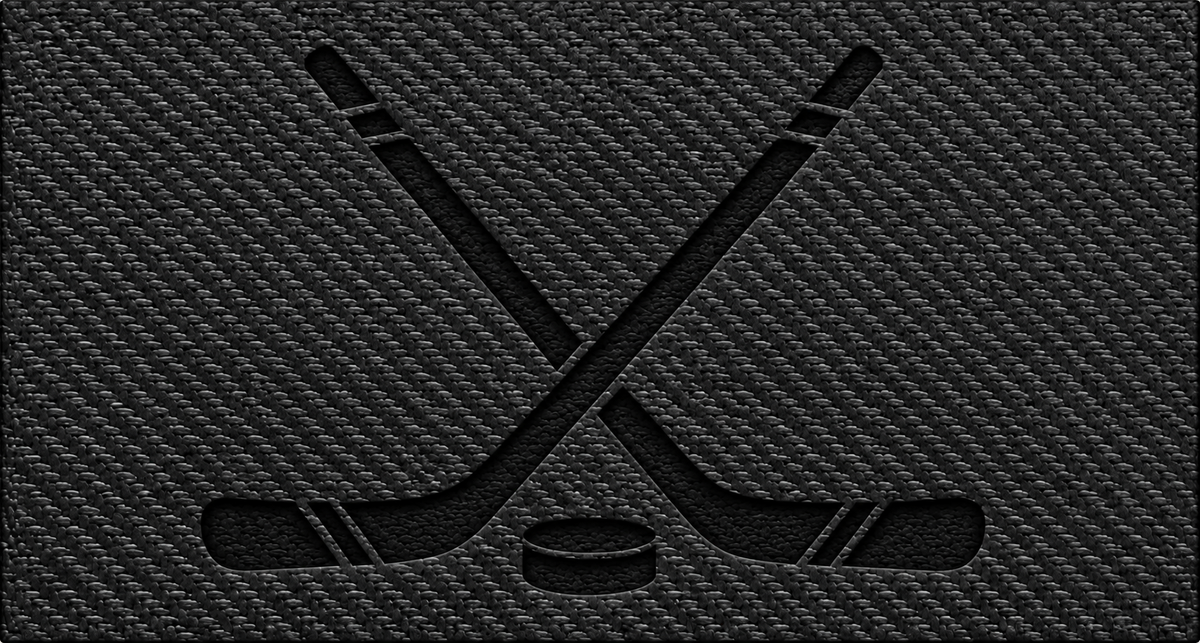 Hockey Sticks and Puck — Black Carbon Bold laser-engraved leather insert
