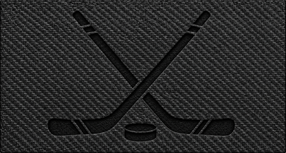 Hockey Sticks and Puck — Black Carbon Bold laser-engraved leather insert