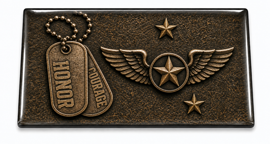 Honor and Courage military dog tags domed insert