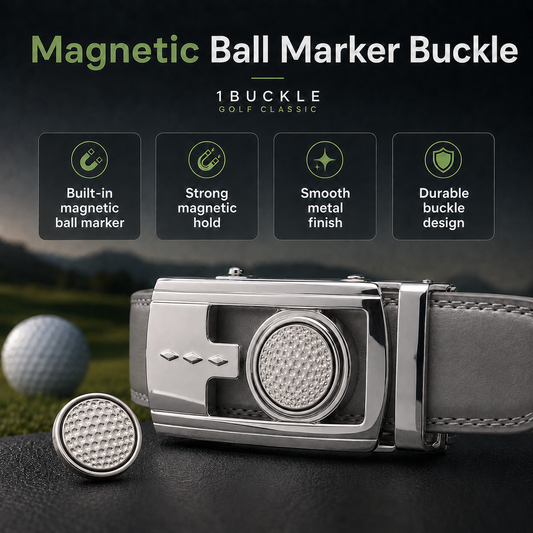 1Buckle magnetic golf ball marker ratchet buckle with removable marker