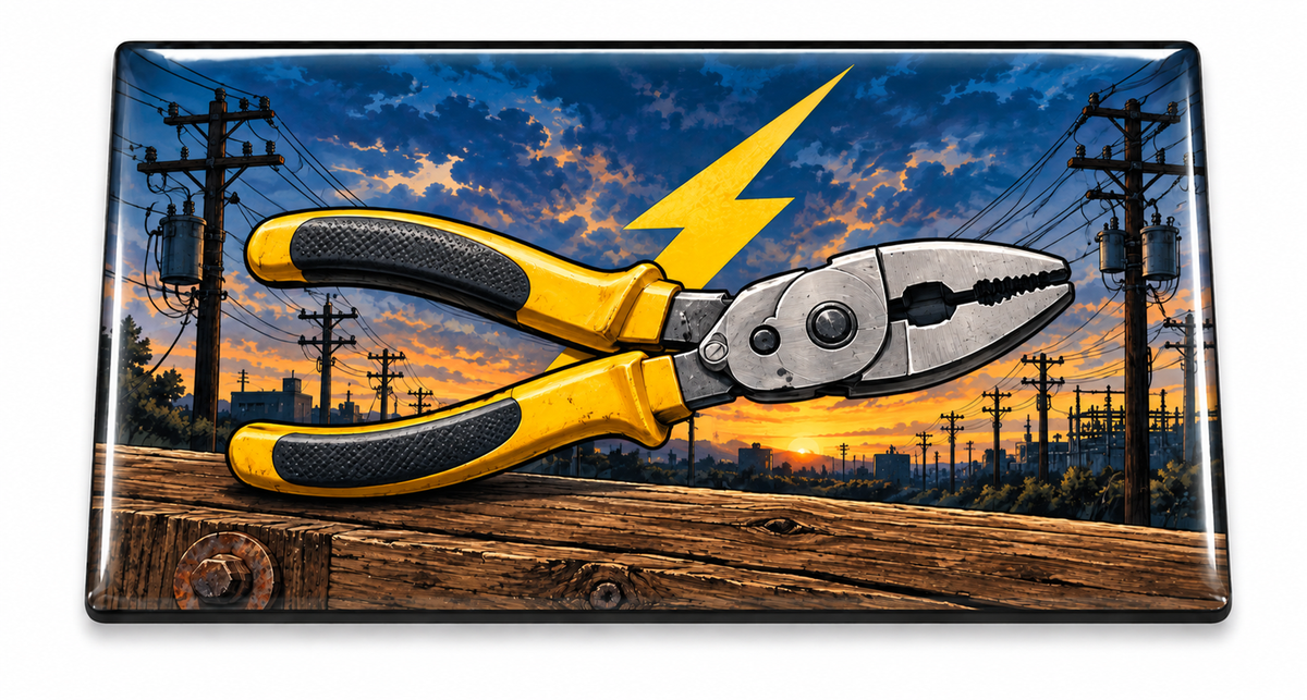 Electrician Lightning & Pliers Domed Insert