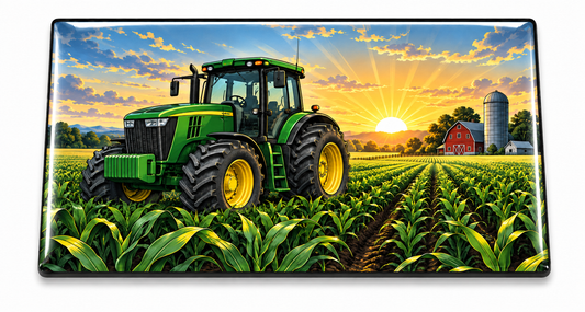 Farmer Tractor at Sunrise Domed Insert