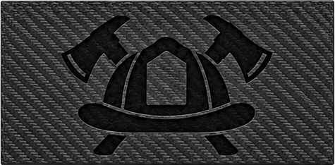 Firefighter helmet and crossed axes — Black Carbon laser insert