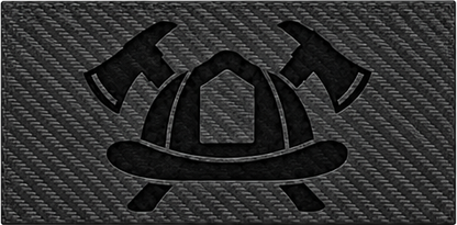 Firefighter helmet and crossed axes — Black Carbon laser insert