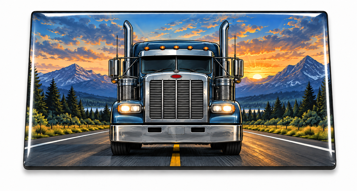 Truck Driver Open Road Domed Insert