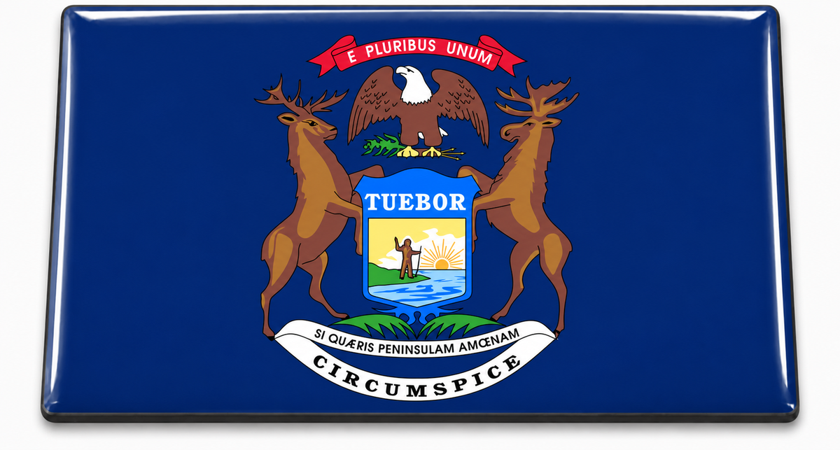 Michigan State Flag domed insert for the 1Buckle system