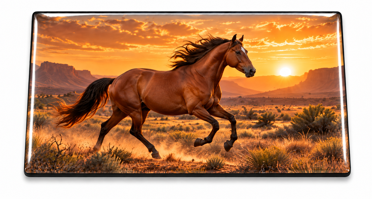 Sunset Horse Domed Insert on a white background