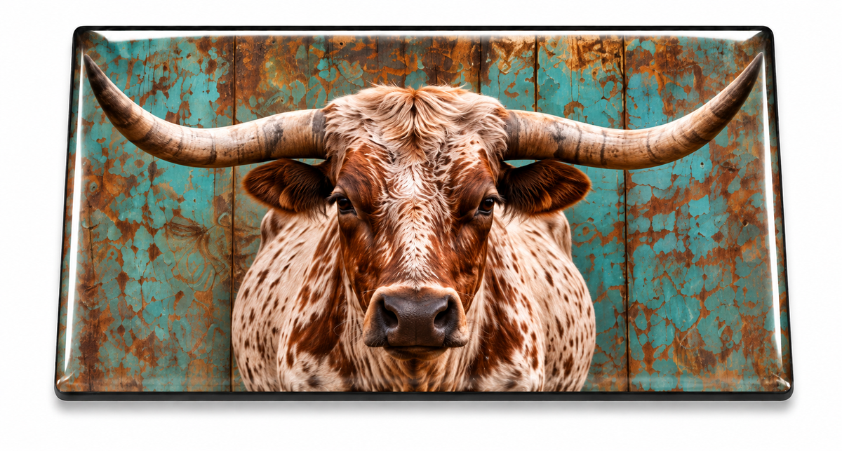 Turquoise Longhorn Domed Insert on a white background
