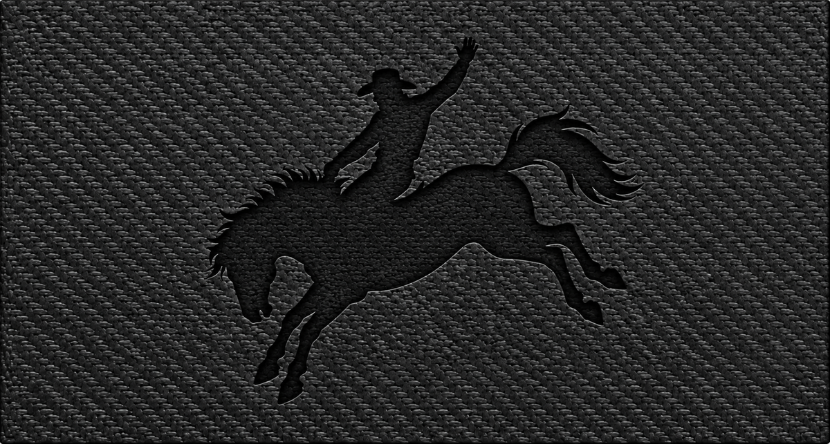 Western Bucking Bronco design — Black Carbon Bold laser-engraved insert