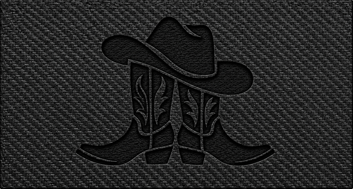 Western Hat and Boots design — Black Carbon Bold laser-engraved insert