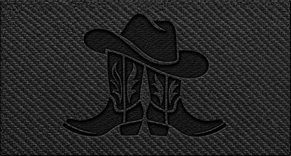 Western Hat and Boots design — Black Carbon Bold laser-engraved insert