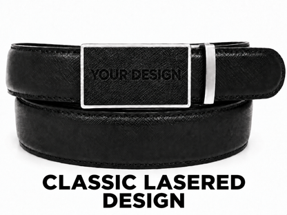 Classic Traditional laser insert shown in a belt — Your Design example